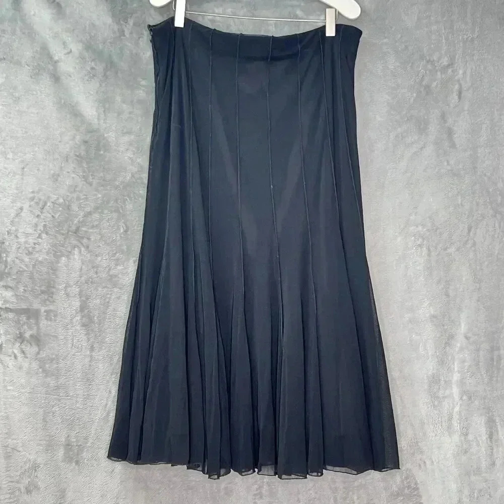 Alberto Makali Black Seamed Flowy Overlay Mesh Skirt‎ Flare Witchy Goth 14 - Picture 5 of 13